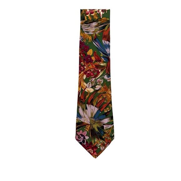 YSL 100% Silk Floral Print Tie - Picture 2 of 8